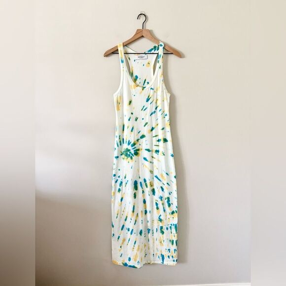 SPRWMN Los Angeles Cotton Racer Back Maxi Dress in Blue & Green Tie Dye - Size S - Picture 1 of 6